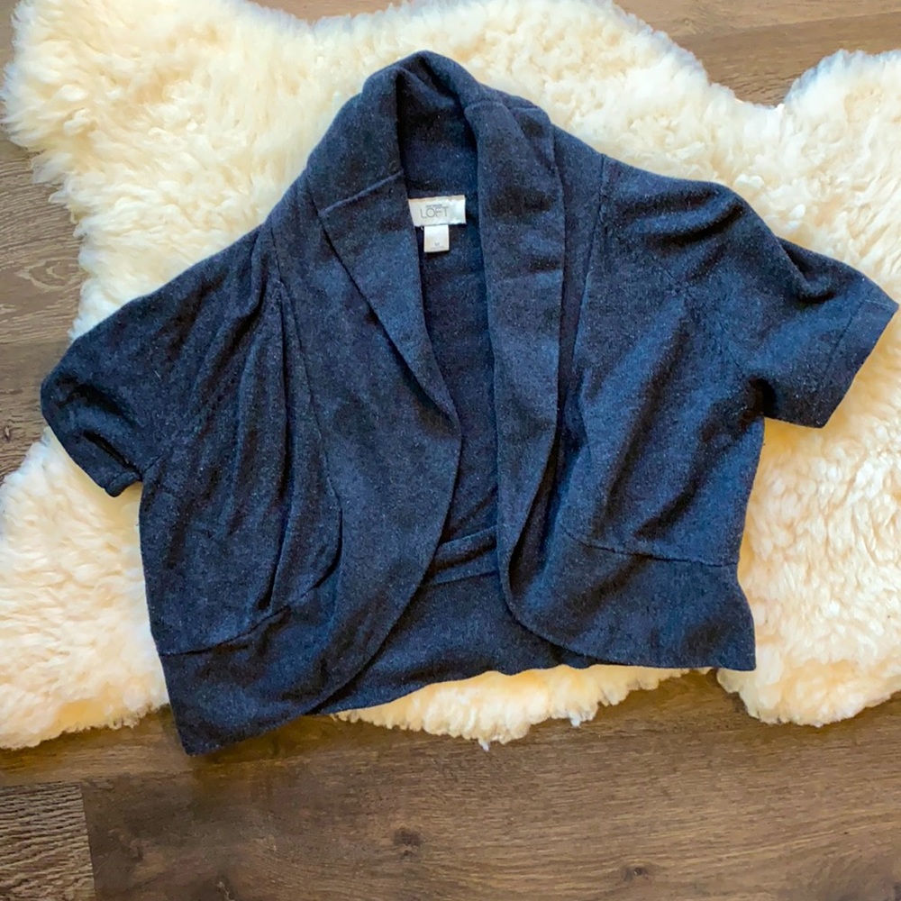 Cropped office sweater shrug